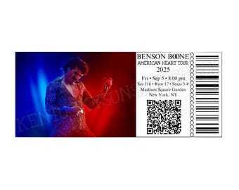 Benson Boone custom concert ticket