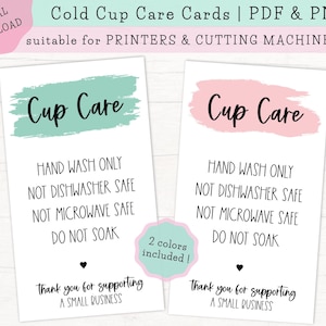 50 Tumbler Care Cards Cup Care Instructions Tumbler Care and Cleaning Cards Mug Care Instructions Blue
