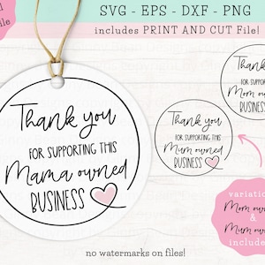 Thank You for Supporting this Mama owned Business Sticker PNG SVG DXF eps, Mom Owned Business, Packaging Stickers, Mom Business Thank You