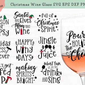 Christmas Wine Glass SVG Bundle, Holiday Wine Glass SVG, Wine Bag SVG, Wine Tumbler Svg, Christmas Wine Svg, Wine Goblet Svg Eps Dxf Png