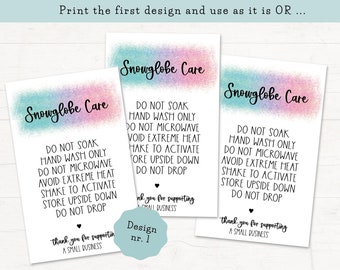  Snowglobe Tumbler Care Card, 50 pk, 2x3.5”