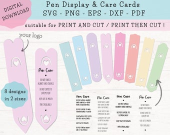 Epoxy Pen Care Card SVG, Pen Display Card SVG, Resin Pen Care Instructions, Glitter Pen Care, Pen Holder SVG, Cut Files & Printable Download