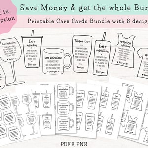 Printable Tumbler Care Cards, Skinny Tumbler Care Instructions, Cold Cup Care Cards, Cup Care Cards Download, PDF & PNG image 4