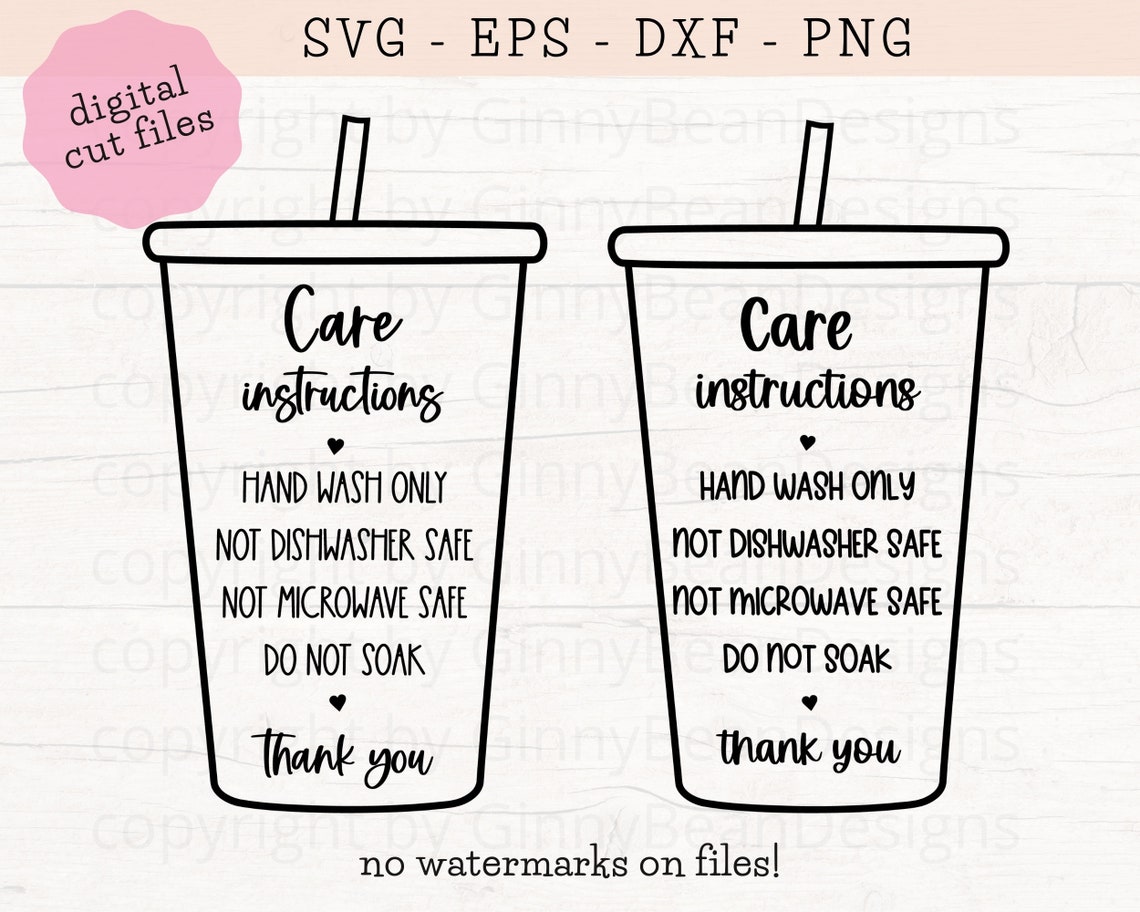 Cold Cup Care Card SVG Tumbler Care Card SVG Iced Tumbler Etsy