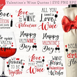 Valentines Wine SVG, Valentine&#39;s Day Wine Bag SVG, Valentines Wine Glass SVG, Valentines Wine Label Png Svg, Wine Tumbler Svg, Digital Files