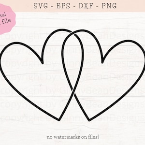 Wedding Hearts SVG, Double Hearts SVG, Valentines Hearts Svg, Wedding Clipart Hearts PNG, Intertwined Hearts Svg, Cut Files Svg Dxf Eps Png