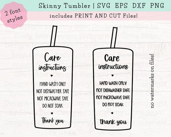 Tumbler Care Instructions SVG, PNG, PDF, tumbler cricut files, printable  tumbler Svg, Tumbler Care Card