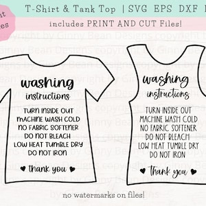 Shirt Care Instructions SVG, T-Shirt Care Cards SVG, Shirt Washing Instructions, Print and Cut PNG, Garment Care Svg, Cut Files Download