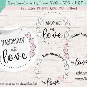 Handmade with Love SVG PNG, Handmade Business Sticker Download, Packaging Sticker PNG,  Print and Cut, Small Business Bundle Printable