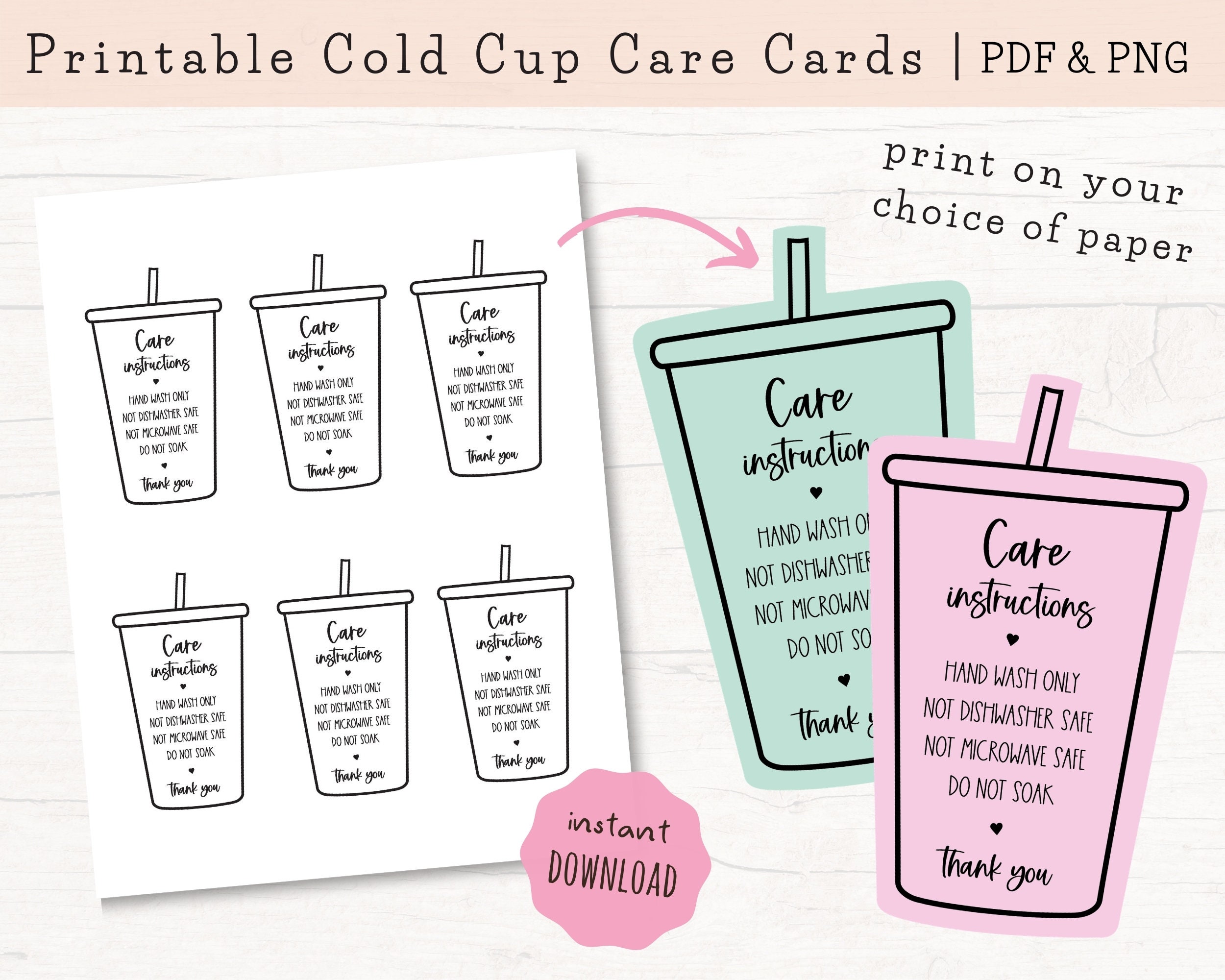 cold cup care instructions printable cup care cards iced