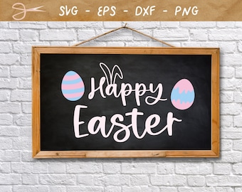 Happy Easter SVG, Happy Easter Sign SVG, Happy Easter PNG, Easter Bucket svg, Easter Egg cut files for Cricut Silhouette, Digital Download