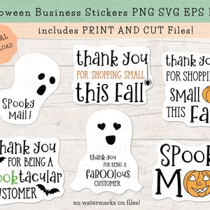 Halloween Small Business Sticker PNG, Packaging Stickers Fall, Print and Cut, Thank You Stickers, Shopping Small Fall, Spooky Mail, Svg Png