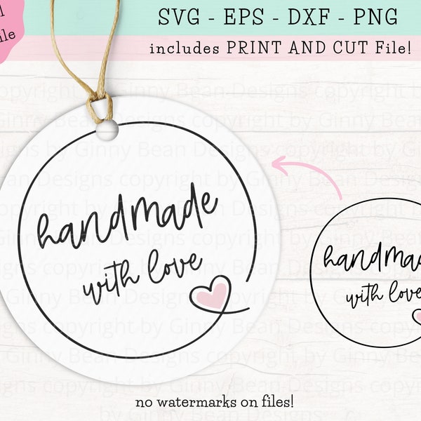 Handmade with Love SVG, Hand Made with Love PNG, SVG for Small Business, Handmade Business png, Small Business Sticker png svg eps dxf