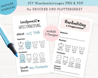 Waschanleitung deutsch, Pflegehinweise deutsch, PDF & PNG