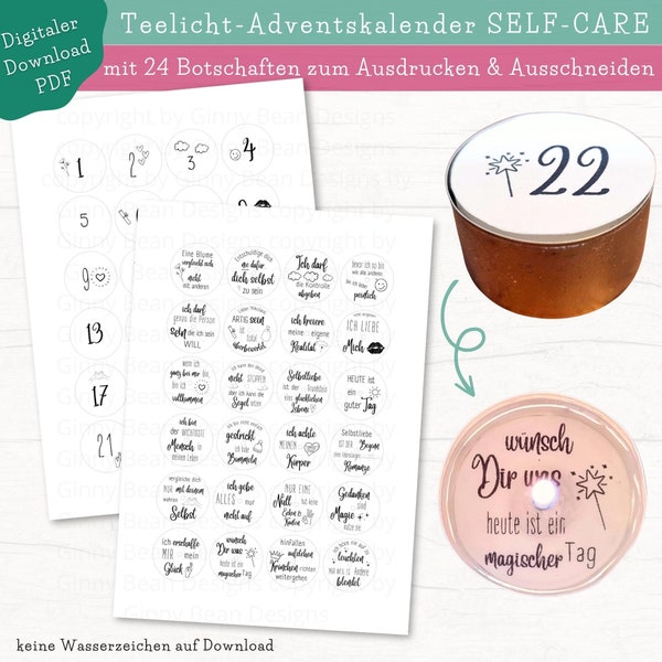 DIY Teelicht-Adventskalender DEUTSCH, druckbares PDF