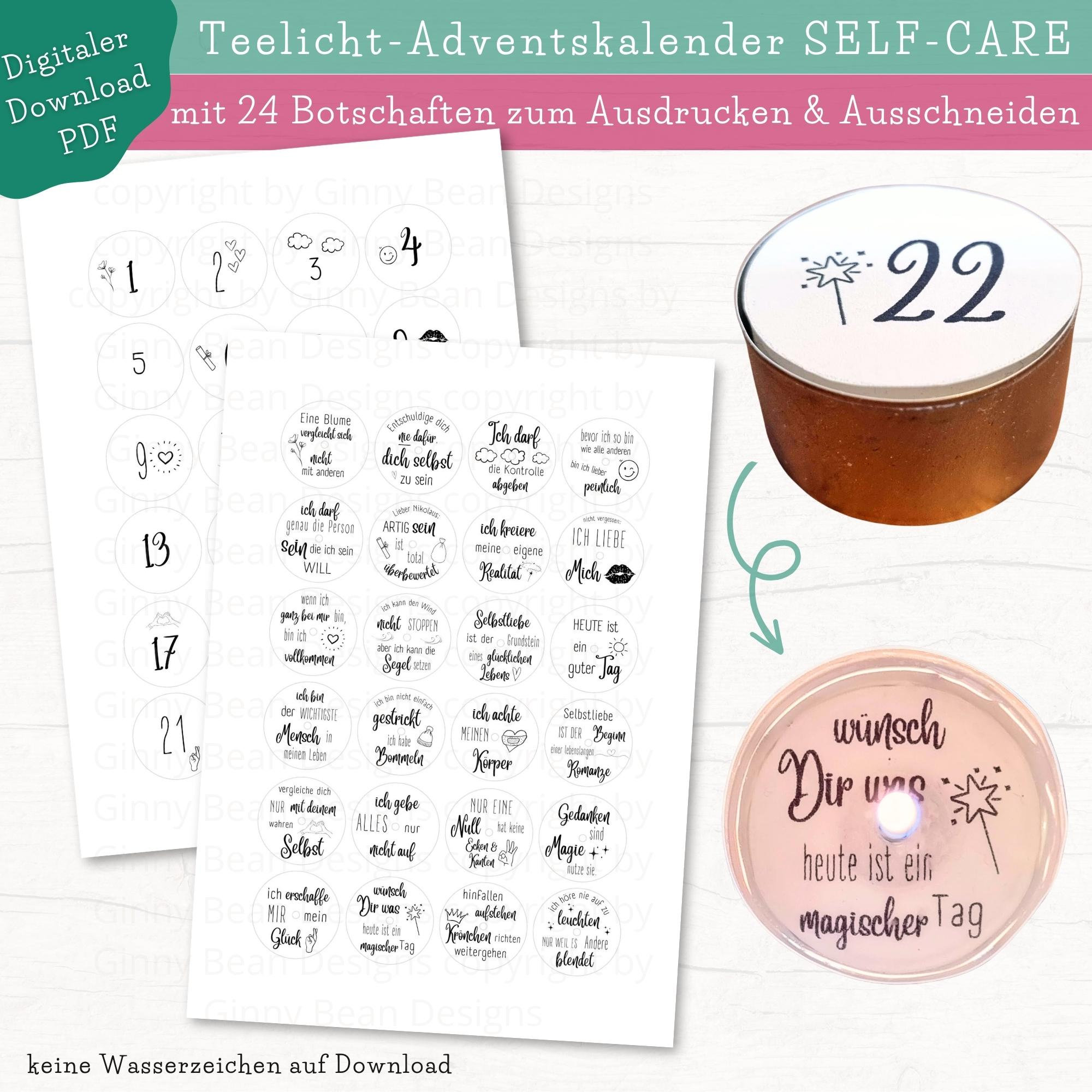 DIY Teelicht-adventskalender DEUTSCH, Druckbares PDF