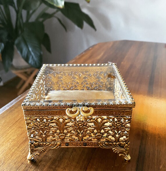 Vintage ormolu casket jewelry box