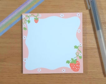 cute strawberry pink mini memo pad note pad handmade notepad stationery notepad to do list notepad pink stationery