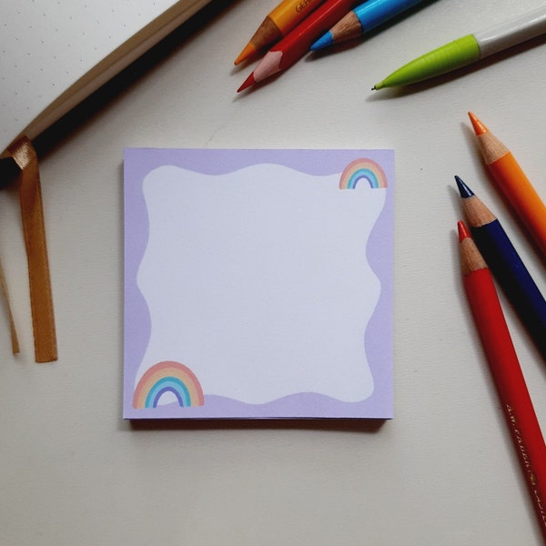 cute rainbow mini memo pad note pad changing colour background handmade notepad stationery notepad to do list notepad rainbow stationery 8x8