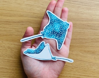 Spotted Eagle Ray sticker set of 2 stickers - sticker set- watercolor sticker - sea life sticker - manta sticker - laptop sticker waterproof