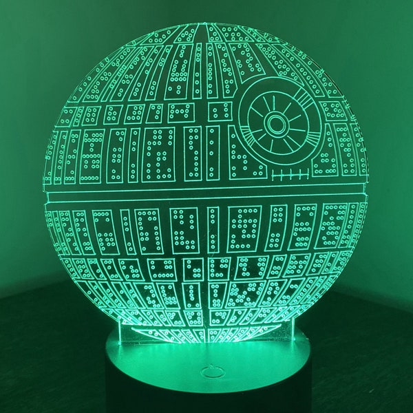 Star Wars Death Star Nachtlichtlampe, USB oder Batterie betrieben, mit Fernbedienung, 16 Farben.