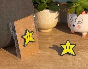 Pixel Star Retro Style Pin Badge