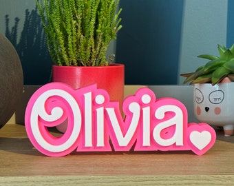 Pink Doll Inspired 3D Name Plate Sign. Customised Children's Room, Play Room or Gift