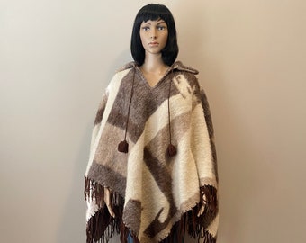 poncho en laine vintage des années 80