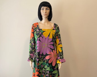 Vestido floral vintage de John Neville de los años 70