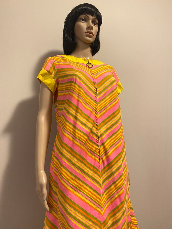 Vintage Multicoloured Striped Dress - image 4