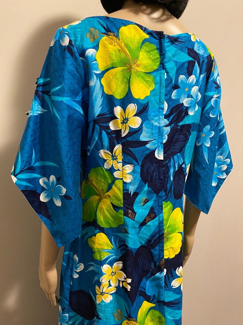 70s Teal Hawaiian Dress Set by Bucks Of Hawaii