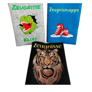 Zeugnismappe aus Filz, inklusive A4 Sichtbuch, verschiedene Designs, personalisiertes Geschenk, Einschulung, Schulanfang, Zeugnisse, Urkunde