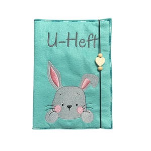 Einzelstück: U-Heft Hülle aus Filz , bestickt, Untersuchungsheft, Tiermotive, Impfausweis, Geschenk zur Geburt