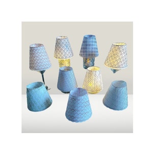 Embroidered lampshade for wine glass, glass cover, personalised, various design motifs, LED tea light, LED light chain