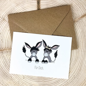 Esel Postkarte "Für Dich.", Hab dich Lieb, Eselliebe, Glückwunschkarte A6