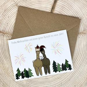 Alpaka Frohe Weihnachten, Frohes Neues Jahr, Postkarte A6, Kleinträumer