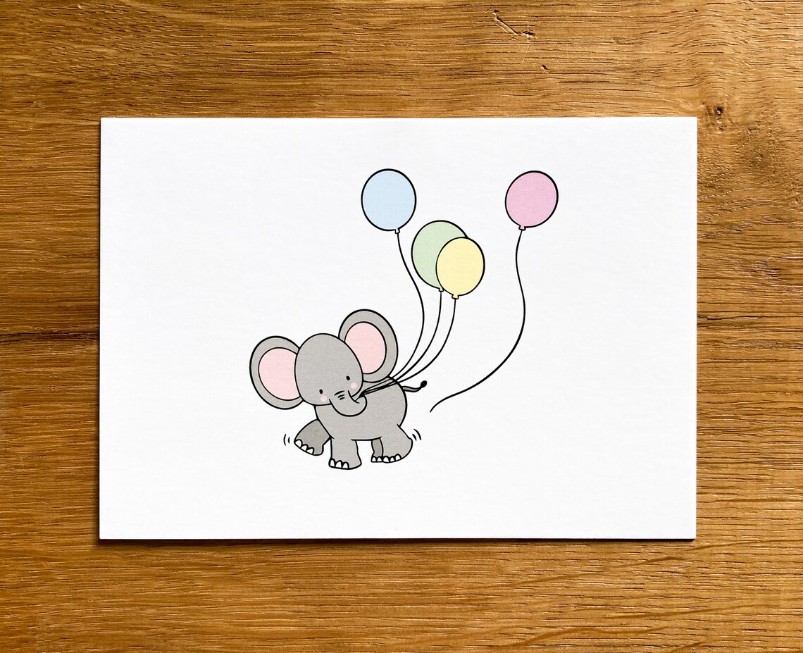 Elefanten Karte A6 Geburtstagskarte Geburt Geburtskarte  Etsy