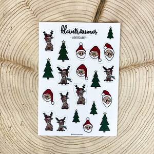 Sticker Sheet Winterzauber, Weihnachten, Nikolaus, Rentier und Tannenbaum