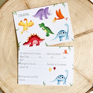 Dinosaurier Einladungskarten A6 für Kinder, 5 Stück inklusive Umschlag