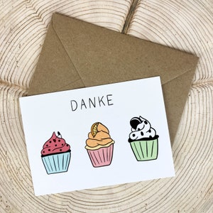 Dankeskarte, Cupcakes, Danke, Kleinträumer, Postkarte A6