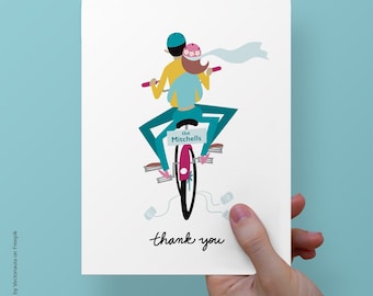 Personalized Wedding Thank You Cards: Bicycle Design, Set of 50+