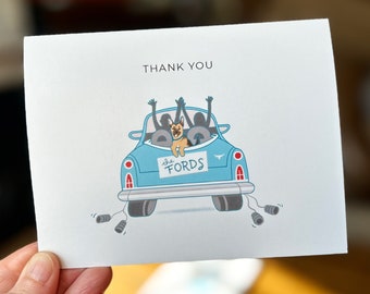 Personalized Wedding Thank You Cards with Pet - Set of 50+