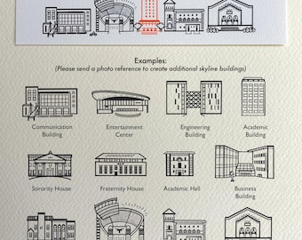 Personalized Card Stationery Set with Customizable Texas Campus Artwork  |  Graduation Gift