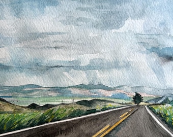 Framed Original Gouache Painting, "Showers Round the Bend" | Wall Art | Gift