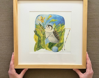 Knitting Spider Art Print | Nature Nursery Decor (12x12)