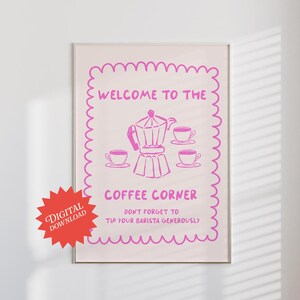 Coffee Corner Poster | digital download, coffee poster, coffee cart decor, coffee poster art, kitchen coffee bar sign, coffee station art