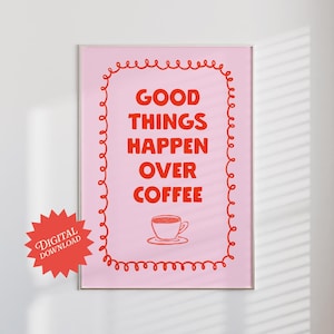 Over Coffee Poster | digital download, digital wall art, coffee poster, coffee cart decor, coffee cart, espresso poster, coffee poster art