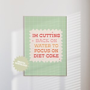 Diet C Poster | Digital Download, Wall Print, Retro Diet Coke Art, Large Girly Art, Funny Preppy Poster, Soda Art Print, Bar Cart Print