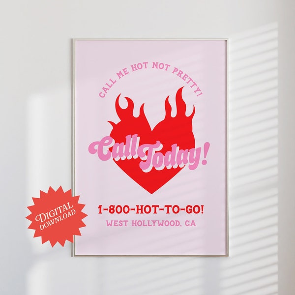 Order Hot To Go! Poster | digital download poster, dopamine wall decor, hot to go poster, downtown girl, y2k room decor, queer retro art