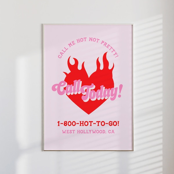 Order Hot To Go! Print | matte vertical print, dopamine wall decor, hot to go poster, downtown girl, y2k room decor, queer retro art print